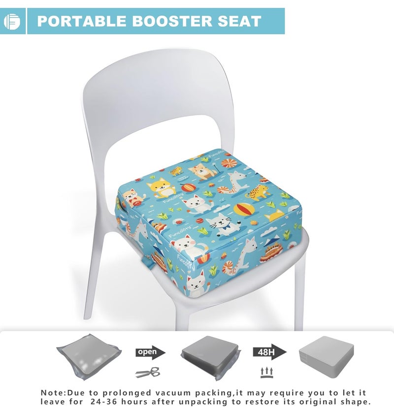 Funcority Toddler Booster Seat for Dining Table, Portable Booster Seat for Kitchen Chair, 4 Inch High-Density Foam Cushion with Adjustable Safety Straps and Non-Slip Bottom, Perfect for Kids Travel and Daily - Image 4